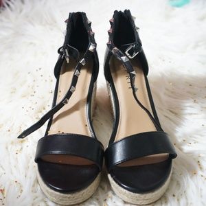 Esprit Open Toe Black Wedges